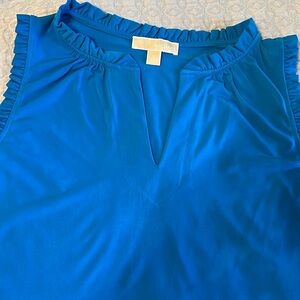 Michael Kors ruffle collar mini dress, turquoise, sz 1x, cool comfortable style!